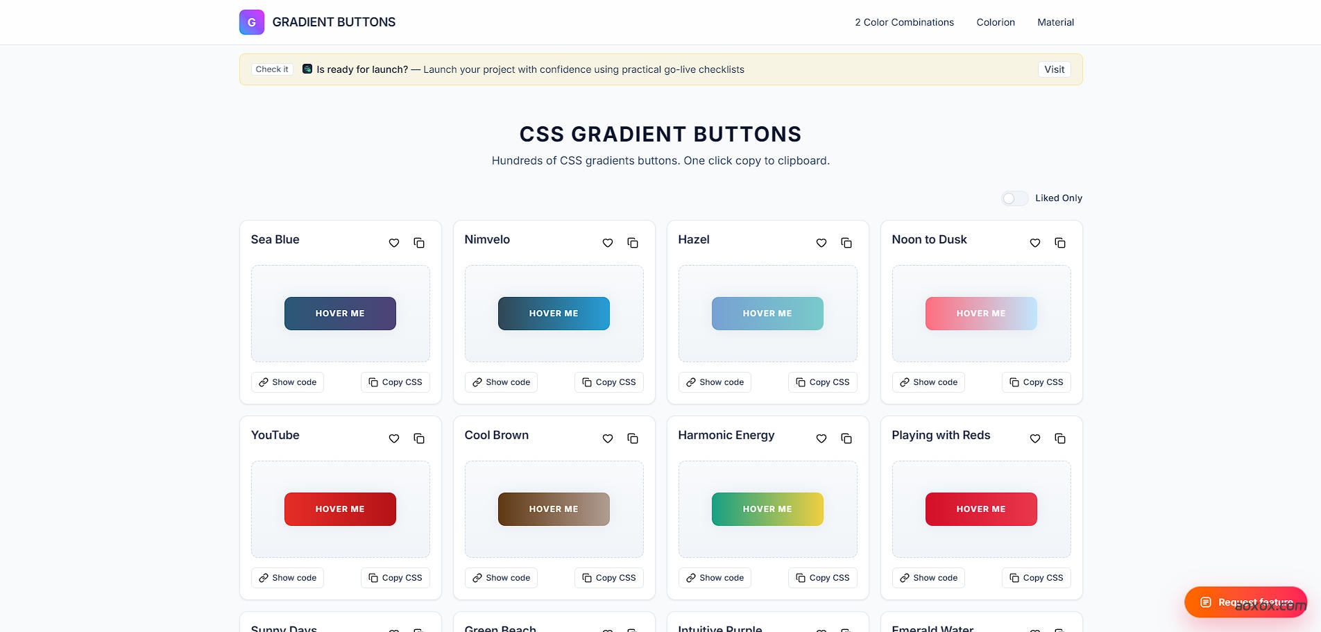 Gradient Buttons官网首页截图