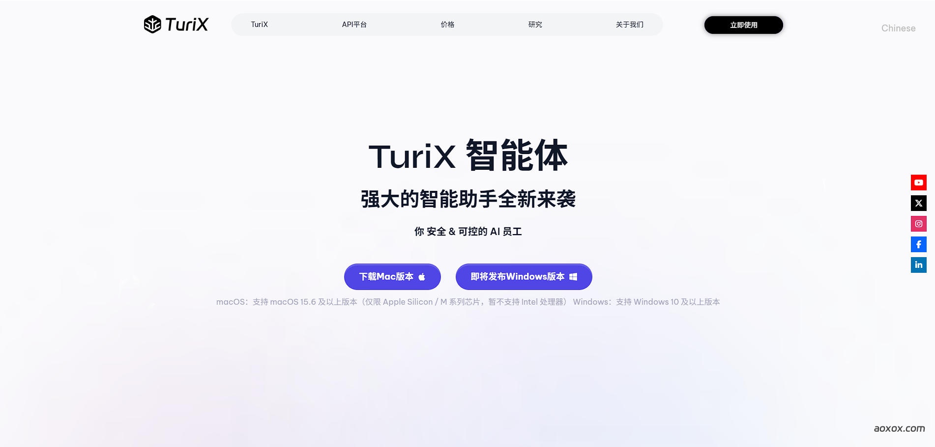 TuriX官网首页截图